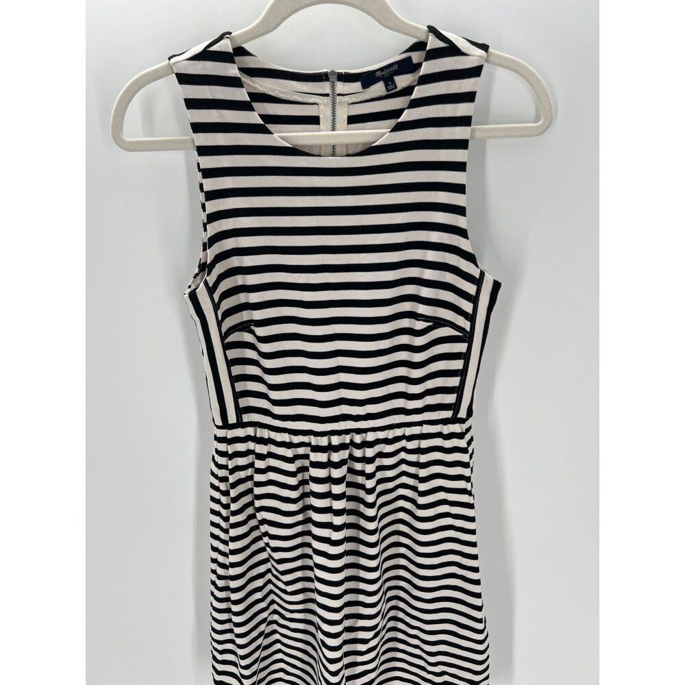 Madewell Womens Black White Striped Sleeveless Dress Size S Afternoon Fit Flare - Picture 2 of 8